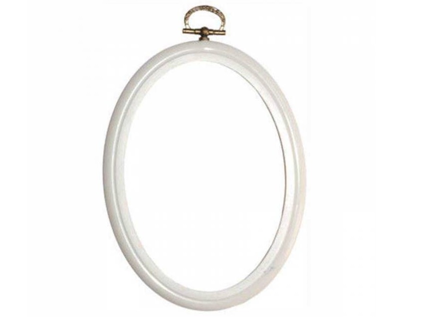 Ovalus baltas DMC lankelis-rėmelis, 17.5x12.5 cm