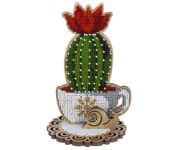 .Siuvinėjimo karoliukais rinkinys kaktusas žydintis su sraige (Wonderland FLK-408)