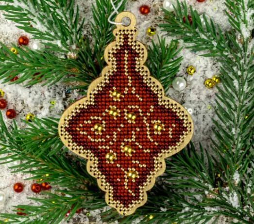 .Siuvinėjimo karoliukais rinkinys žaisliukas raudonas su auksu (Wonderland FLK-446)