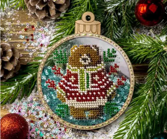 ,Siuvinėjamas karoliukais ant plastiko žaisliukas su meškiu (Wonderland FLPL-058)